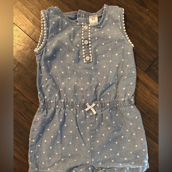 Blue Polka Dot Kids Romper- Carters - Picture 3 of 4